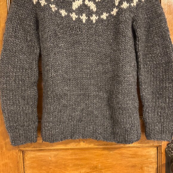 J.Crew Alpaca Wool Blend Handknit Fair Isle Sweater in Gray - S - Picture 6 of 7